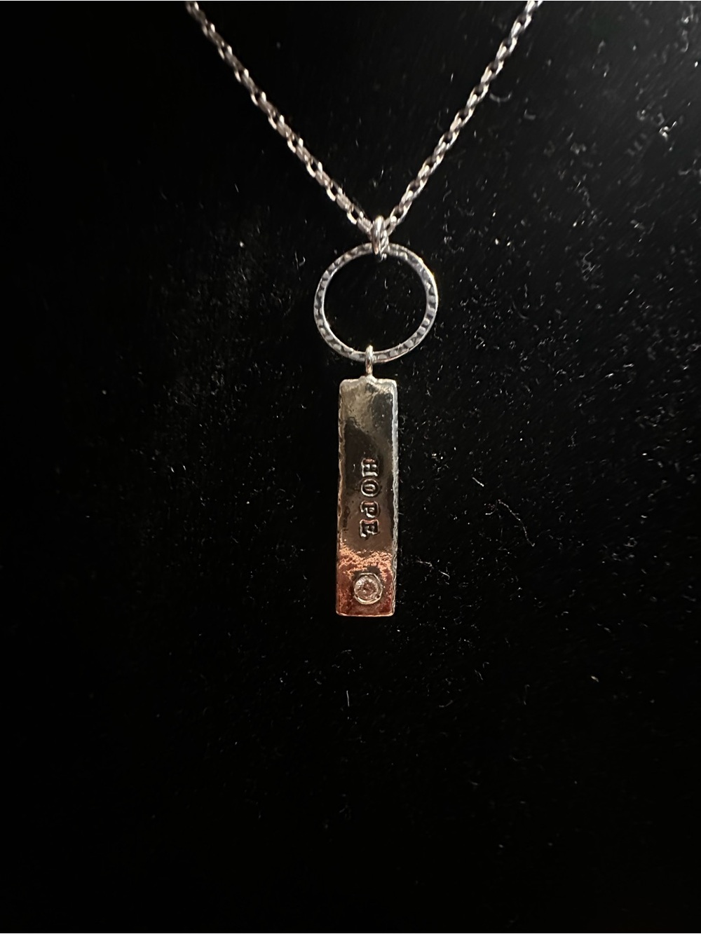 Opulenza Silver 'Hope' Bar Pendant Necklace - Inspirational Women's Jewelry - Picture 3 of 5